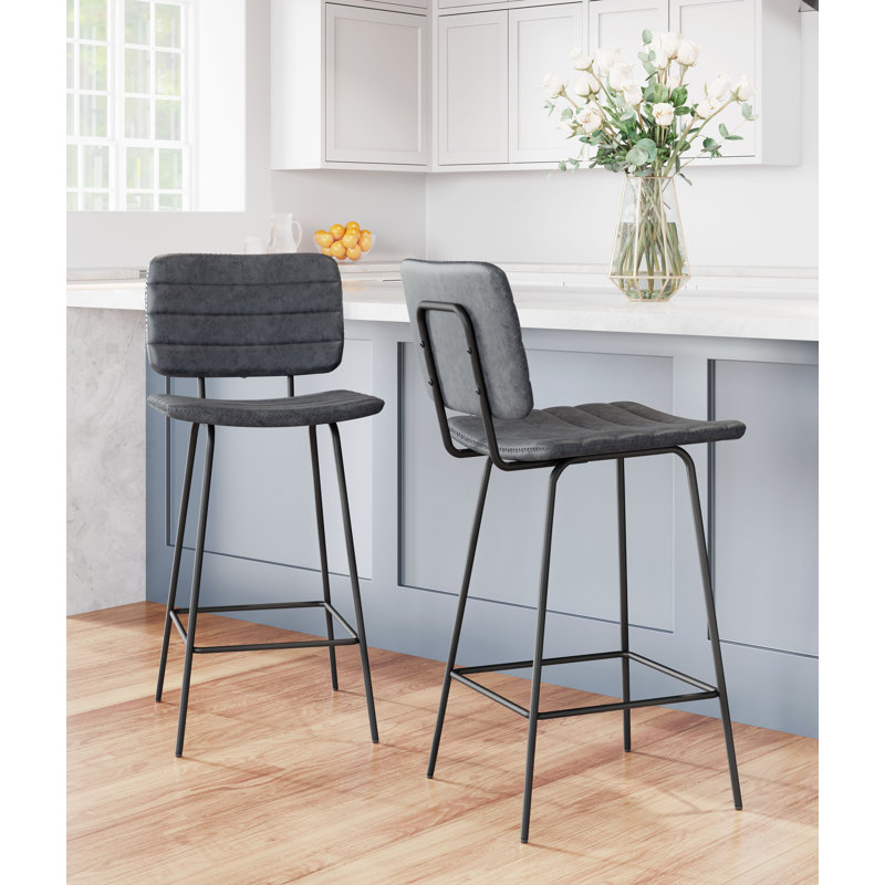 Ensemble de 2 tabourets de bar Munden Boston - noir rétro, Tabouret de comptoir (siège d'une hauteur de 25,6