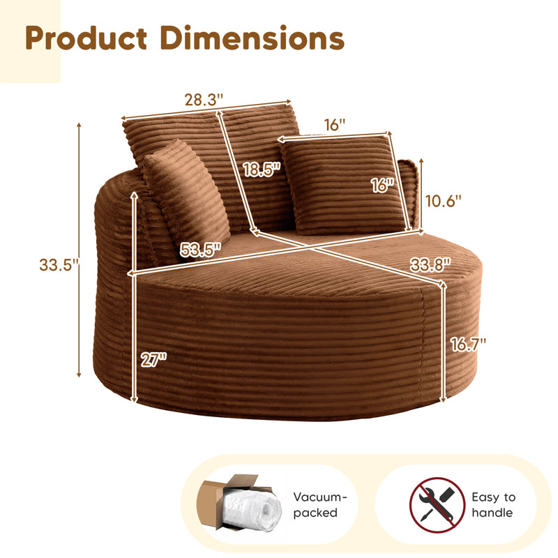 Chaise longue 53 po, Orange