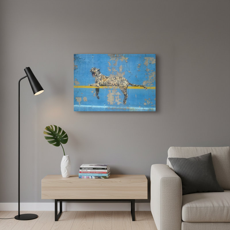 Leaping Leopard Street Art Canvas Wall Art