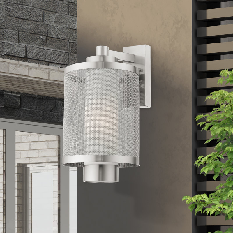 Lanterne murale d'extérieur 17 "H, Nickel brossé