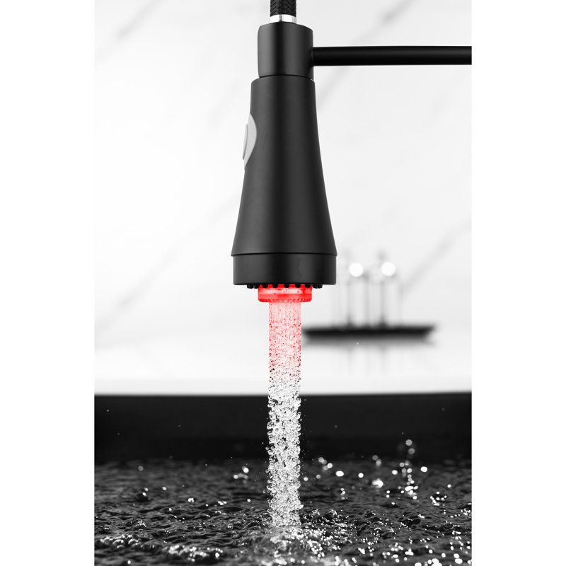 Robinet d'évier de cuisine noir avec conduit et abattant, poignée simple, tour à 360 degrés, robinet commercial à nettoyage facile et lisse, levier, noir, rotation à 360 °, efficace