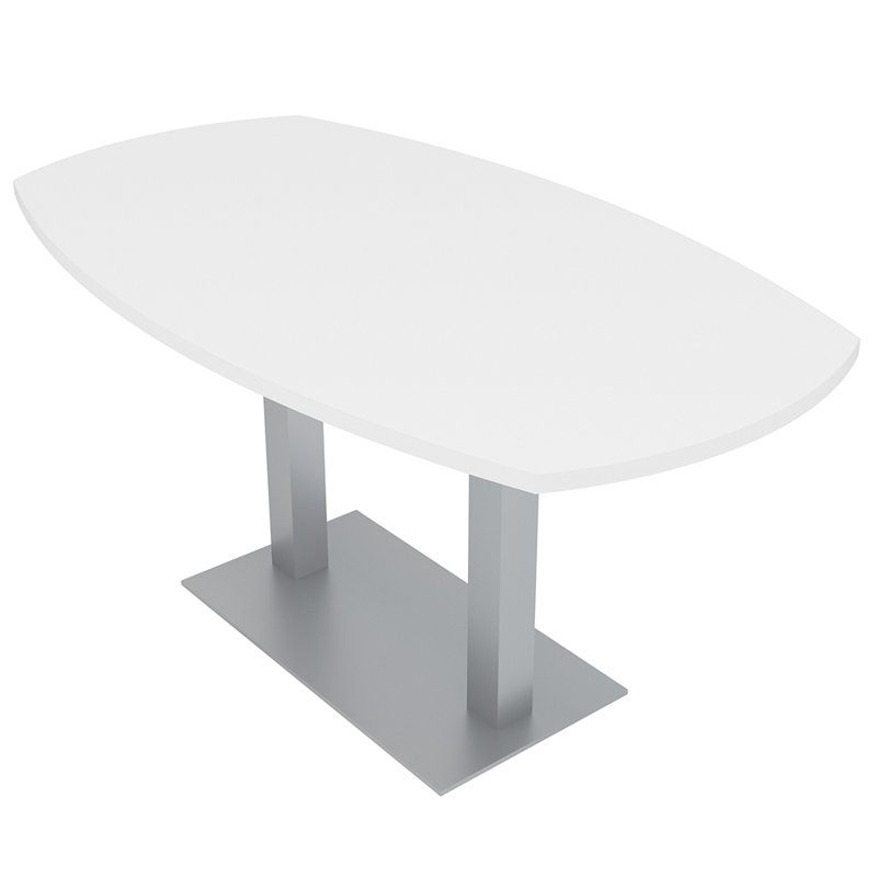 Table de conférence Arc Boat, L 72 po x l 36 po, Blanc classique, Argent argent
