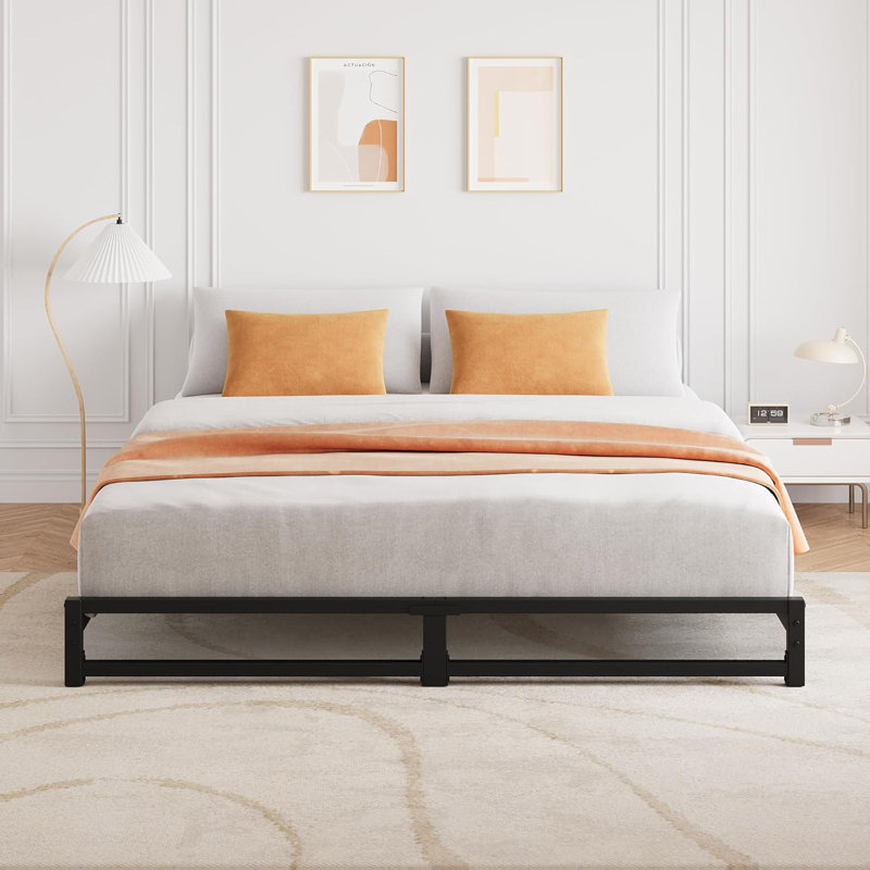 6 Inch  Bed, Metal Platform Bed Frame With Steel Slats Support, Mattress Foundation, Easy Assembly, No Box Spring Needed, Black