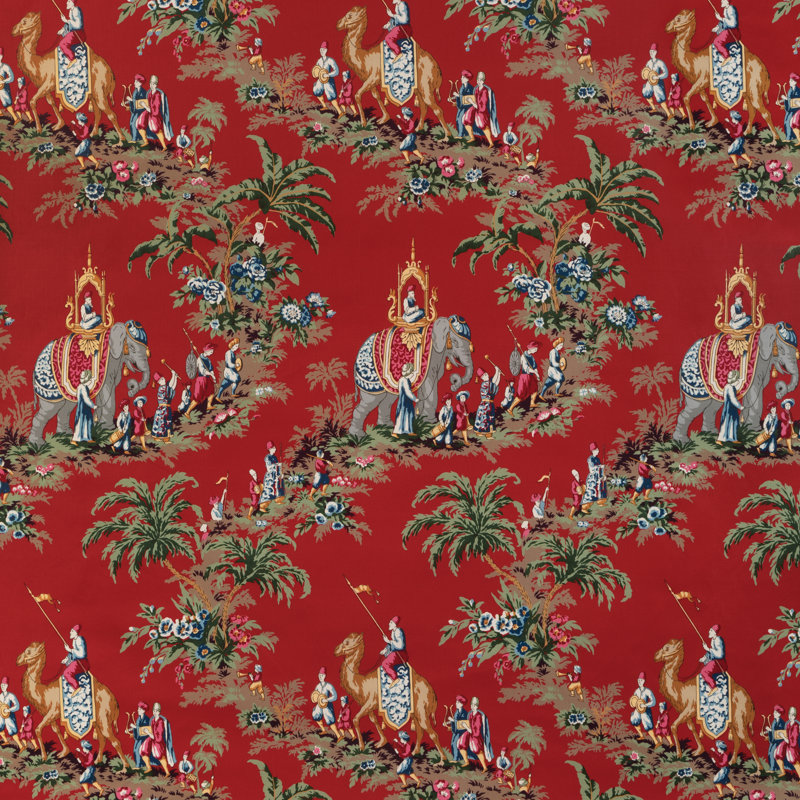 La Menagerie Beauport Promenade 100% Cotton Fabric, Red