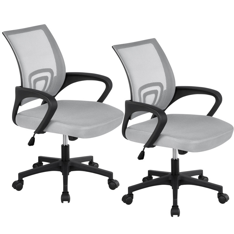 Chaise de travail ergonomique en filet avec support lombaire réglable, Gris