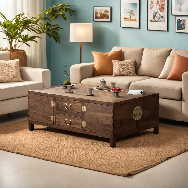 Nouvelle table basse de style rétro chinois, Marron foncé