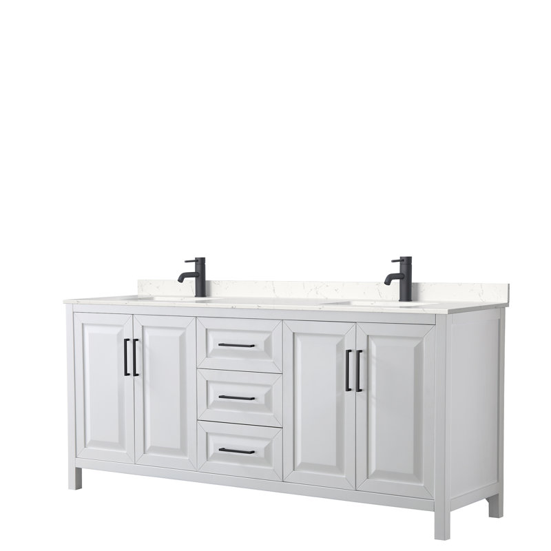 Ensemble de meuble-lavabo double 80 po Daria, Blanc, Noir mat