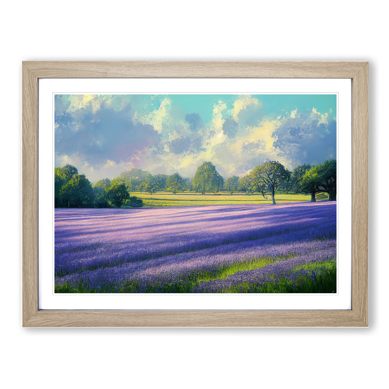 XH1022-9407X Unforgettable Bluebell Field - Single Picture Frame Print, 34cm H x 46cm W x 2cm D, Oak