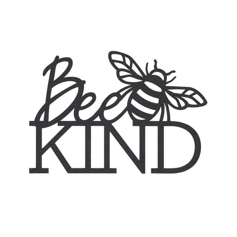 "Bee Kind", art mural inspirant sur bois rustique de 1/4 po d'épaisseur pour suspendre ou exposer une tablette dans le bureau de la cuisine ou la salle familiale - 12,5 x 8,5, noir
