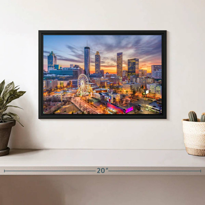Atlanta Twilight Sky, Cadre flottant noir, 13 po x 9 po