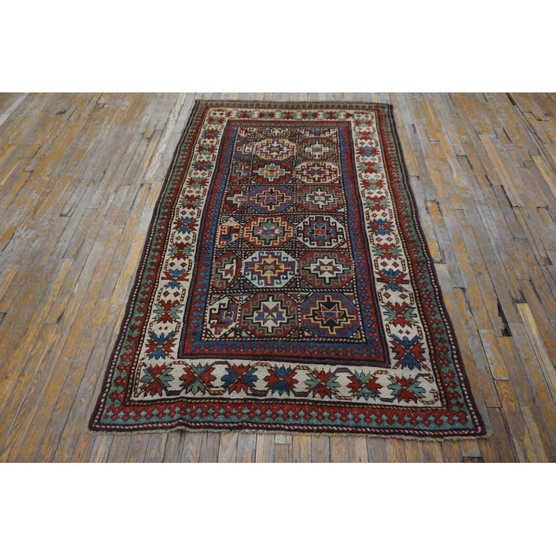 Hand Knotted Wool Geometric Area Rug in Multicolored