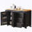 Kitchen Island with Extendable Dining Table, Kitchen Storage Cart with 3 Drawers, Power Outlet-1108957430