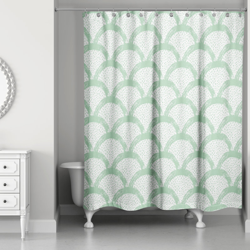Rideau de douche simple géométrique Federick, Vert
