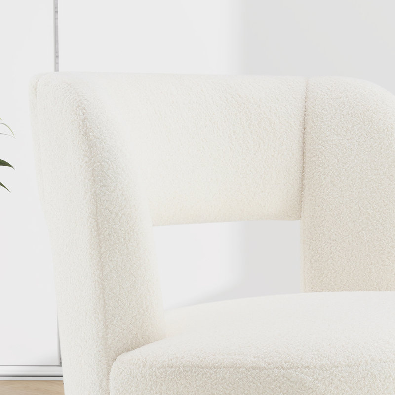 Fauteuil demi-tonneau pivotant d'appoint l 27,9 po, Polyester crème