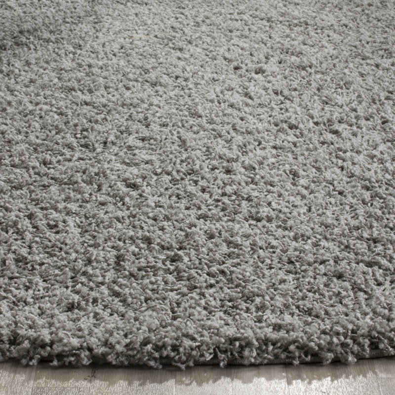 Ashleigh-Marie Solid Color Machine Woven Polypropylene Area Rug in Light Gray, Round 6'7"