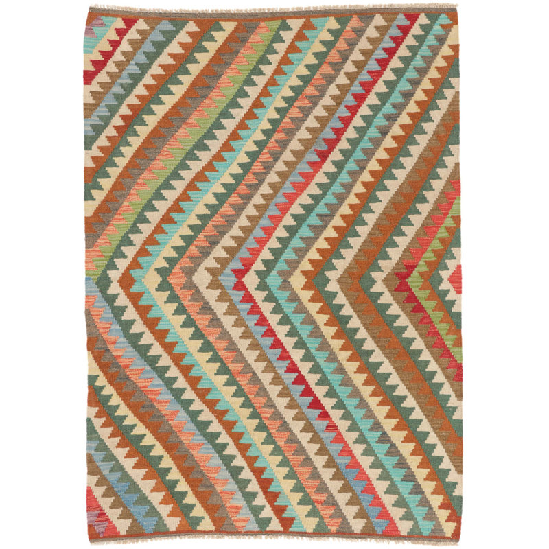Geometric Wool Hand Woven 123cm X 173cm Area Rug