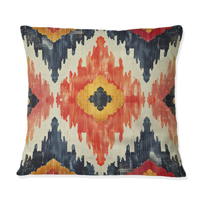 Red Black Geometric Retro VI - Geometric Retro Throw Pillow