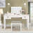 Mirrored Vanities Desk with Drawers, Bedroom Makeup Vanity Table Set with Mirror and Stool, Flip Up Dressing Table for Bedroom/Makeup Room, Working Desk Furniture Combo