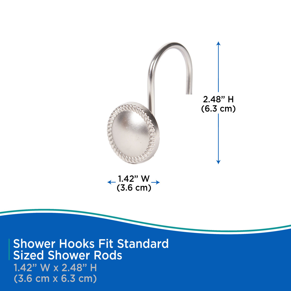 Metal Rust Resistant Shower Curtain Hook (Set of 12)