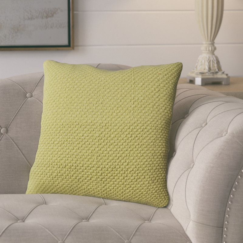 Housse de coussin carré en coton Mansel, Sauge, Carré de 20 po, Polyester