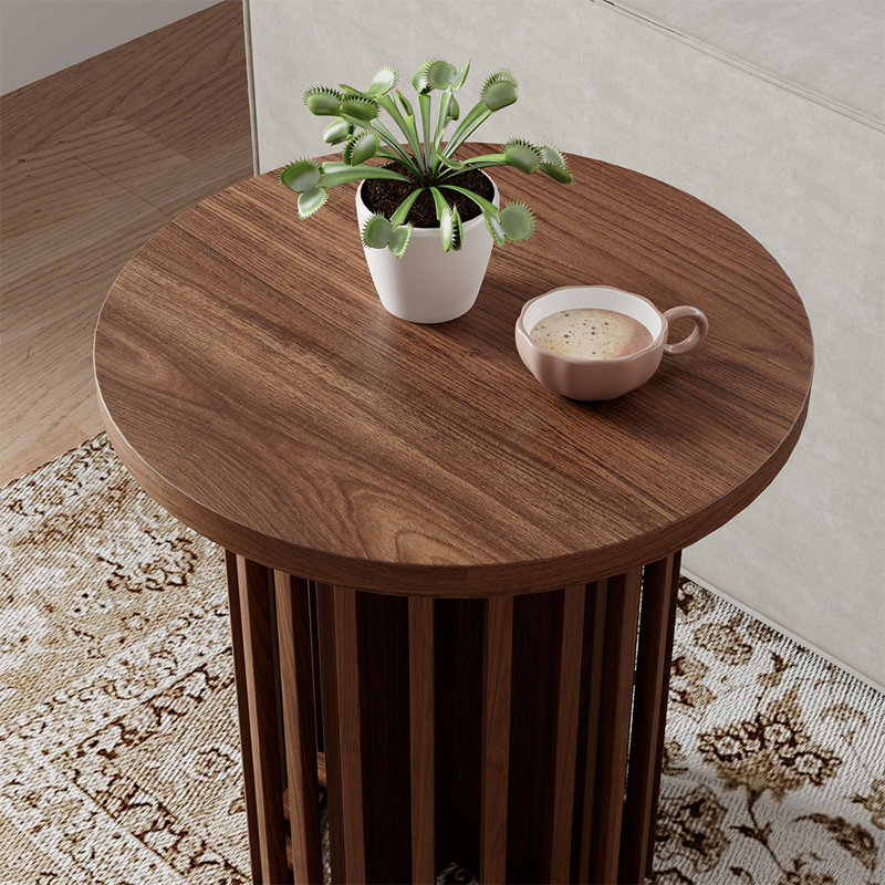 17.72'' Round Side Table, Modern Wood Side Table, End Table, MDF