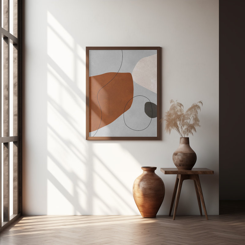 «Expressive conceptual», art mural texturé encadré, Brun, H 14 po x l 10 po