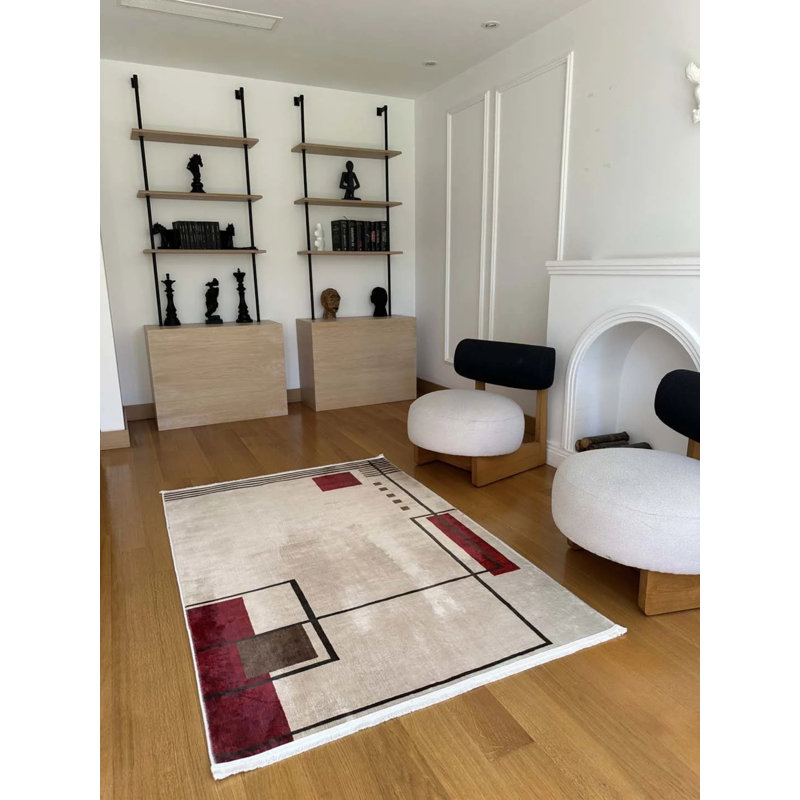 Tapis en coton avec envers antidérapant Lanney, Rectangle 2 pi 7 po x 5 pi 11 po