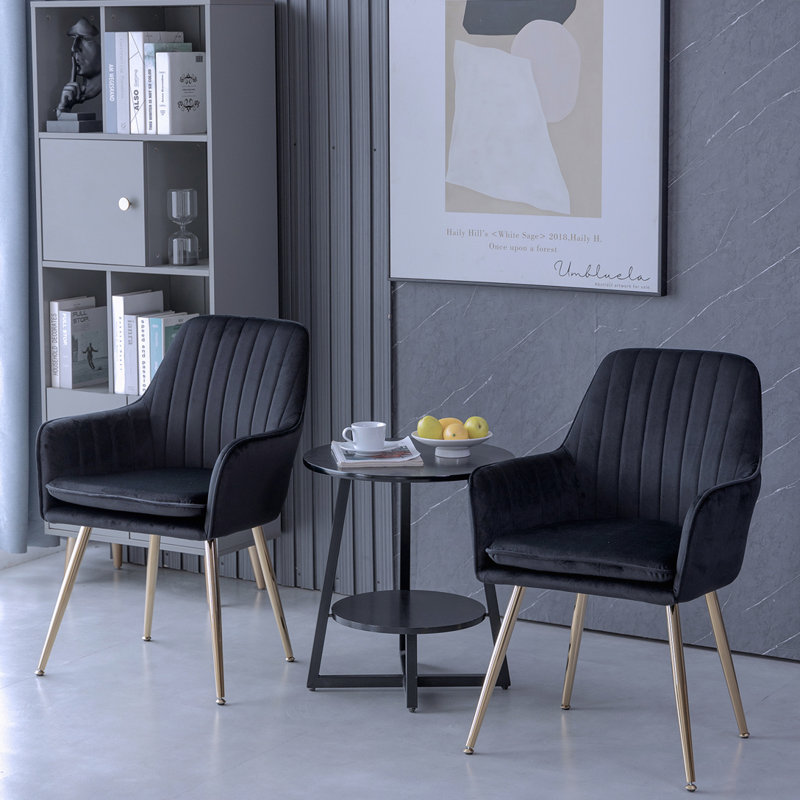 Chaises d'appoint avec pieds en métal, Noir