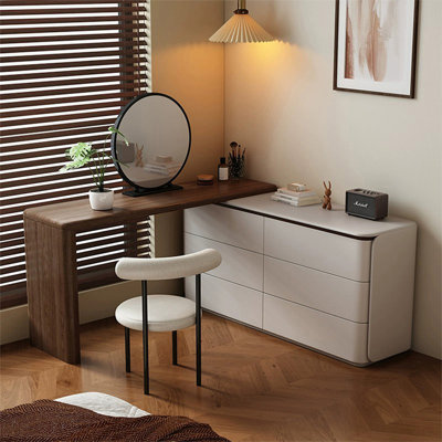 Coiffeuse avec miroir lumineux, 6 tiroirs, 1 chaise
