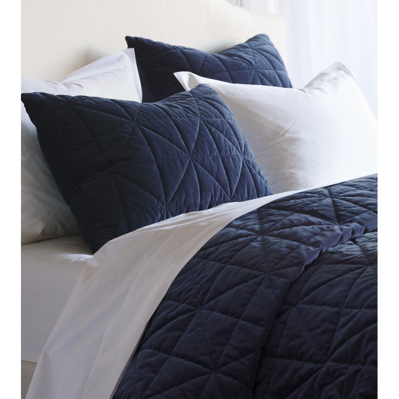 Nova Quilted Velvet Sham, Euro , Indigo