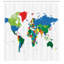 Ensemble de rideau de douche avec crochets World Map-44244948