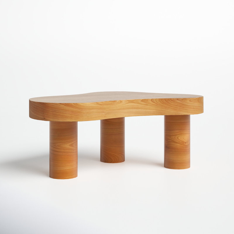 Natural Oak Free Form Outdoor Coffee Table with Storage