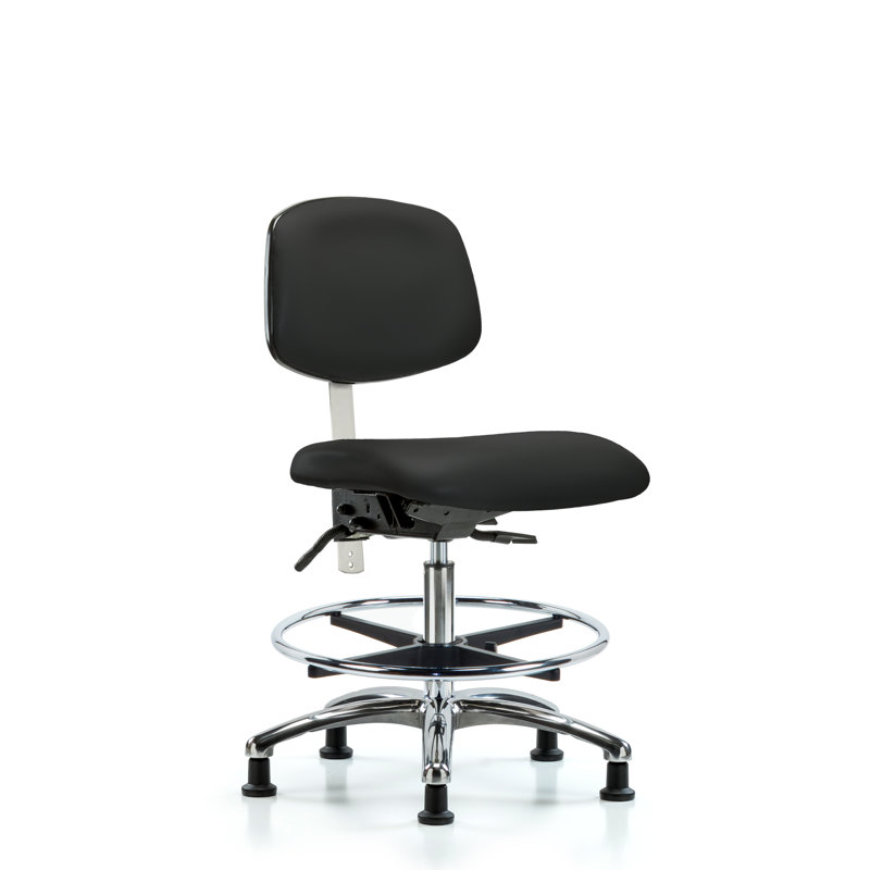 Louise Vinyl Drafting Chair, Black, Glides, Included