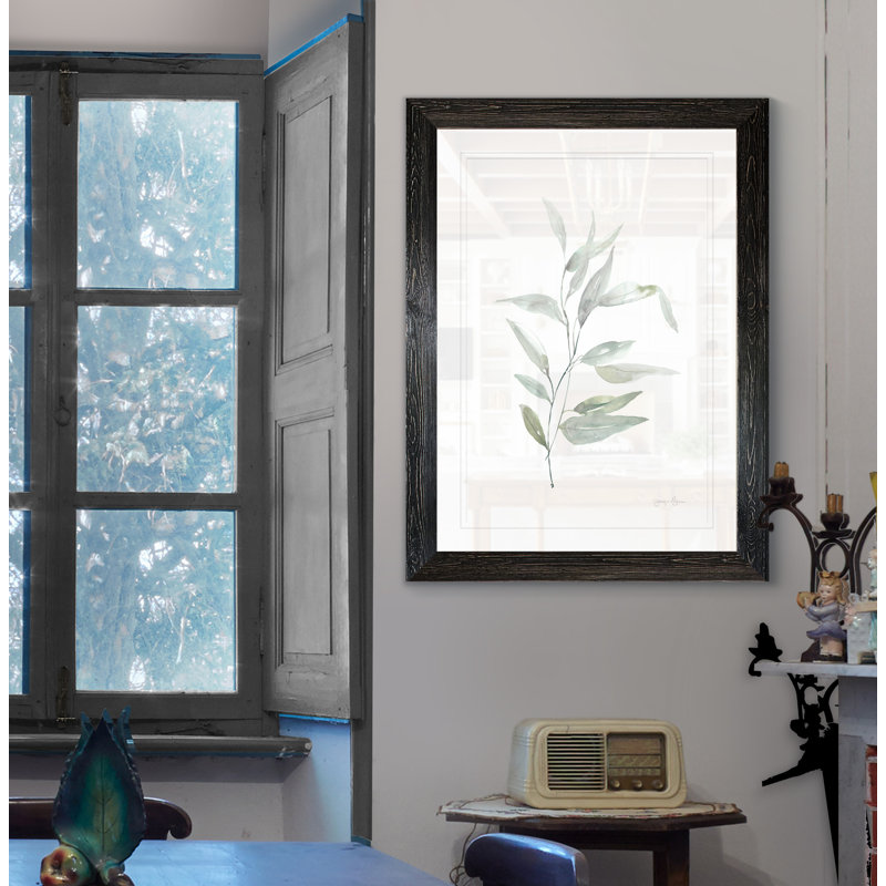 « ethereal eucalyptus ii »-impression du cadre sur verre, H 28 po x l 38 po x 1,25 po, Encadré imprimé ébène