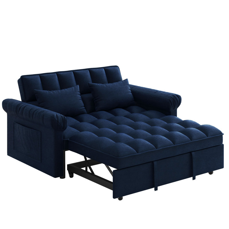 Lit bleu avec dossier escamotable et réglable - Flanelle pour les journées douillettes escamotables, Bleu