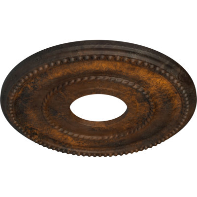 Endurathane Valeriano Ceiling Medallion, 12 1/8"OD x 3 5/8"ID x 3/4"P (Fits Canopies up to 6 1/4"), Hand-Painted Rust Finish