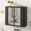 Armoire de salle de bain avec 2 portes en miroir, compartiment ouvert, cadre, noir antique, design contemporain, miroir de rangement de 8,2 po de largeur et tablette, moderne Mid-Century, profondeur de 27,71 po, largeur-1344852455