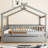 Wooden House Bed With Trundle-1844559676