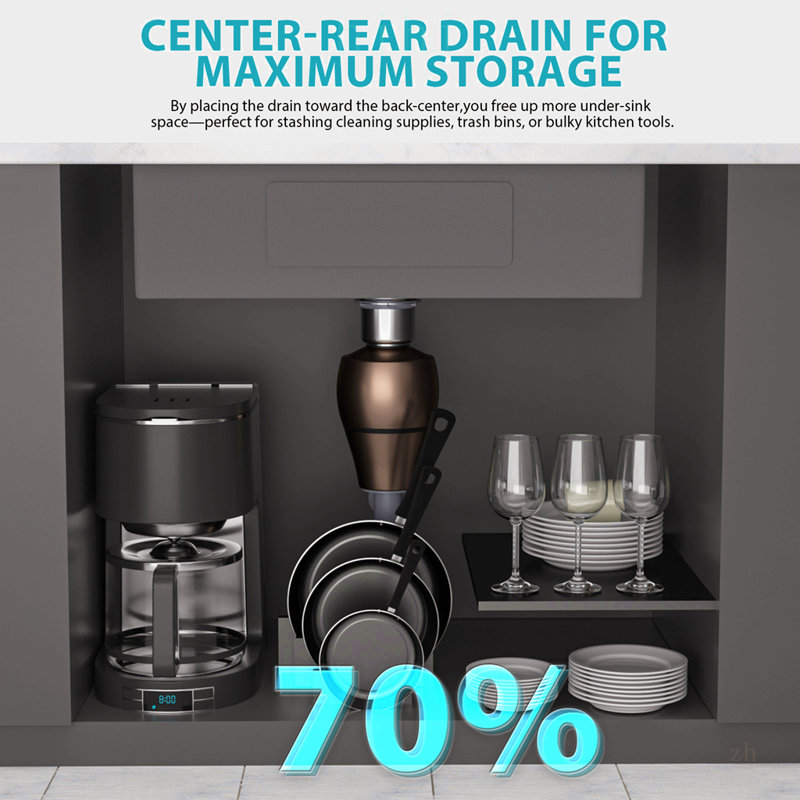 Évier de cuisine durable noir de calibre 16 sous le comptoir avec ensemble de drain pour un nettoyage efficace et une réduction du bruit