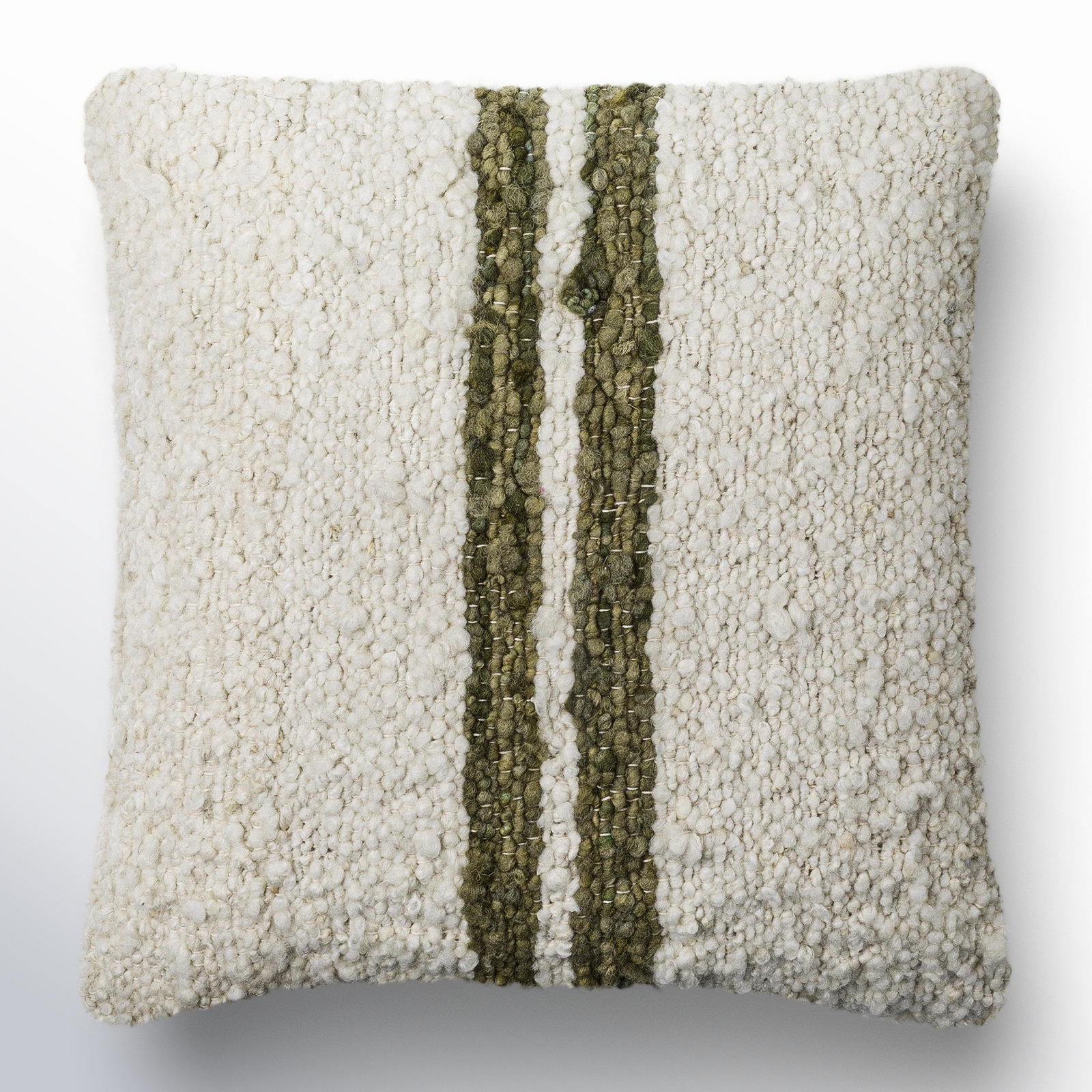 Alivia Striped Throw Pillow, Olive Green, Polyester/Polyfill, 20" x 20"