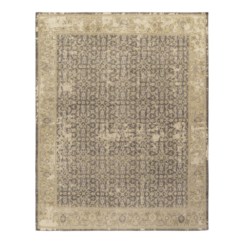 Distressed Homage Hand Knotted Wool Floral Area Rug, Rectangle 12' x 15'