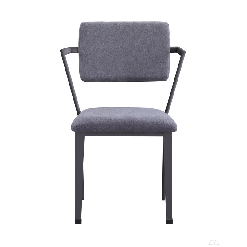 Ensemble de 2 chaises de salle à manger en tissu gris et finition bronze industriel