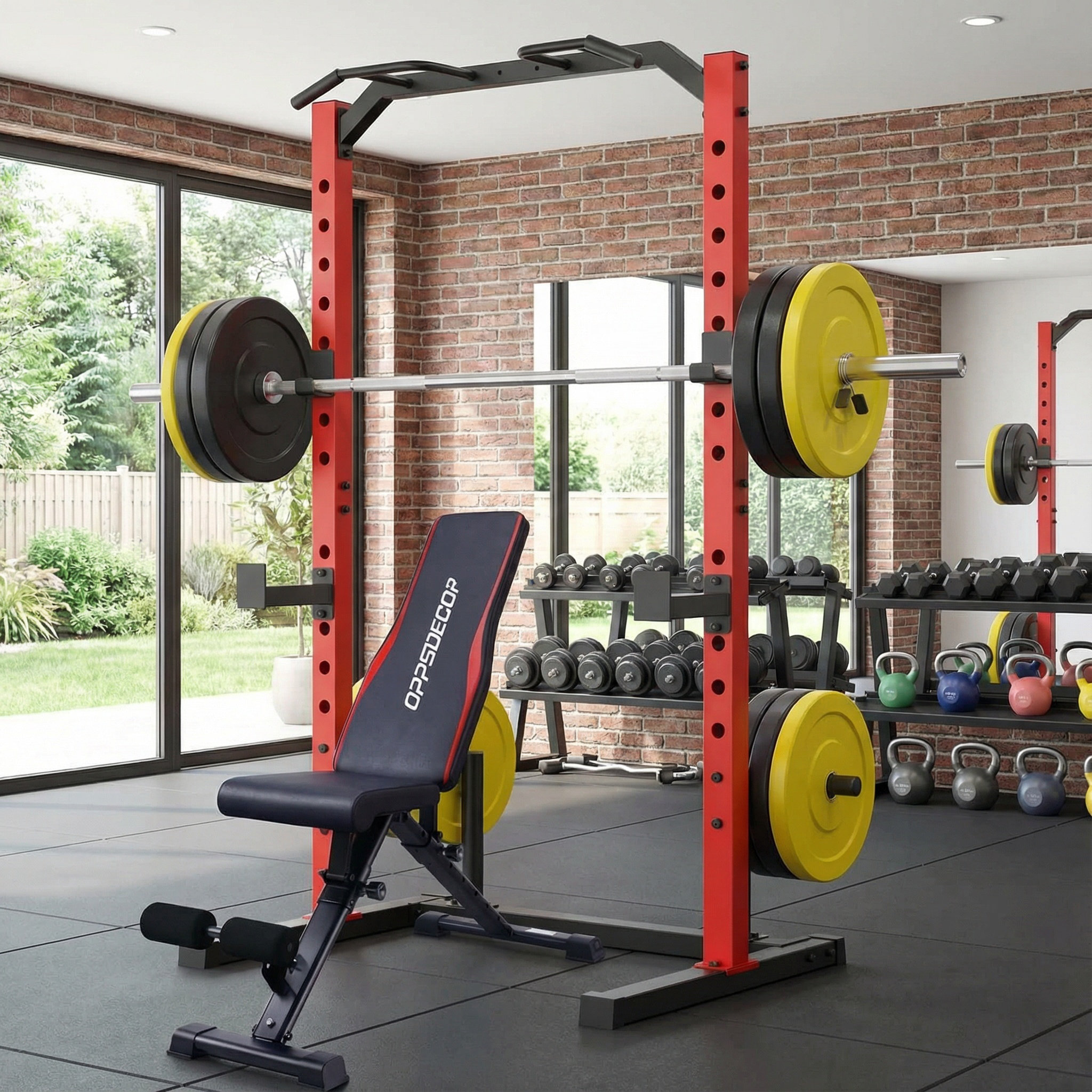 Himimi Power Cage Power Rack With Adjustable Weight Bench, Multi ...