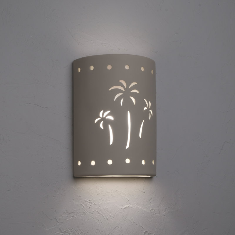 Hockinson Ceramic Outdoor Wall Light, LED Bulb Included, Cottonwood, 13" H x 9.5" W x 5" D