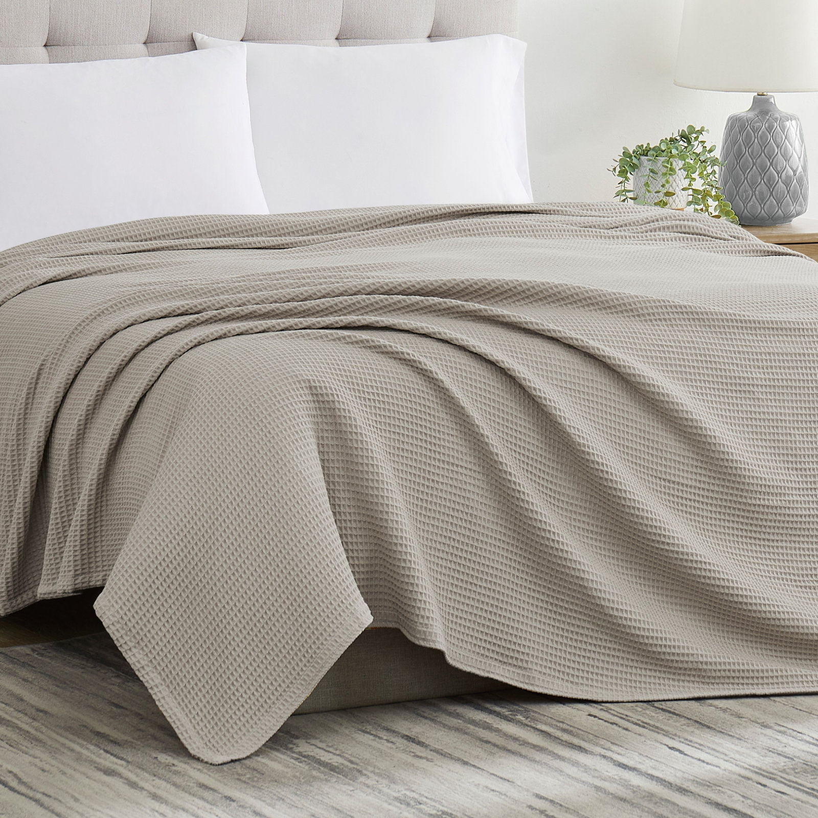 Cotton Throw Blanket, Queen, Khaki