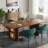 63" Farmhouse Dining Table Wooden Kitchen Table with Shelves for 6 to 8