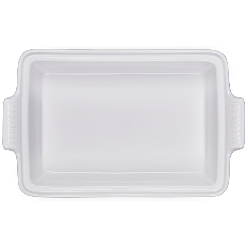 White Stoneware Non-Stick Rectangular Casserole with Lid