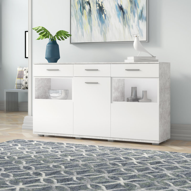 Renee 154 Cm Wide One Drawer Sideboard, Grey/White