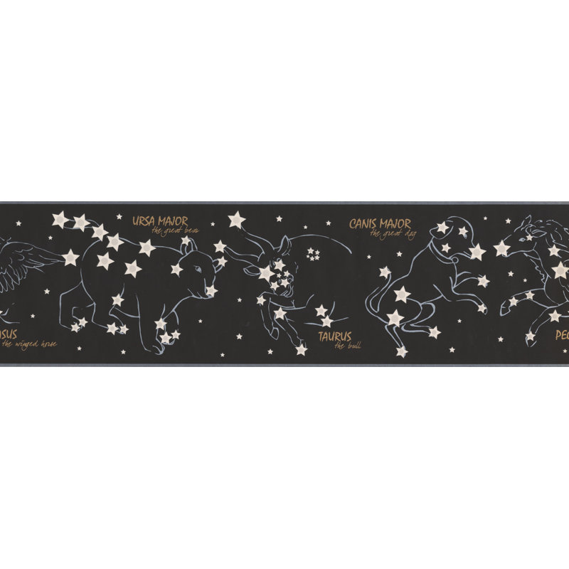 Bordure de papier peint L 7 pi x l 180 po Night Sky, Noir foncé