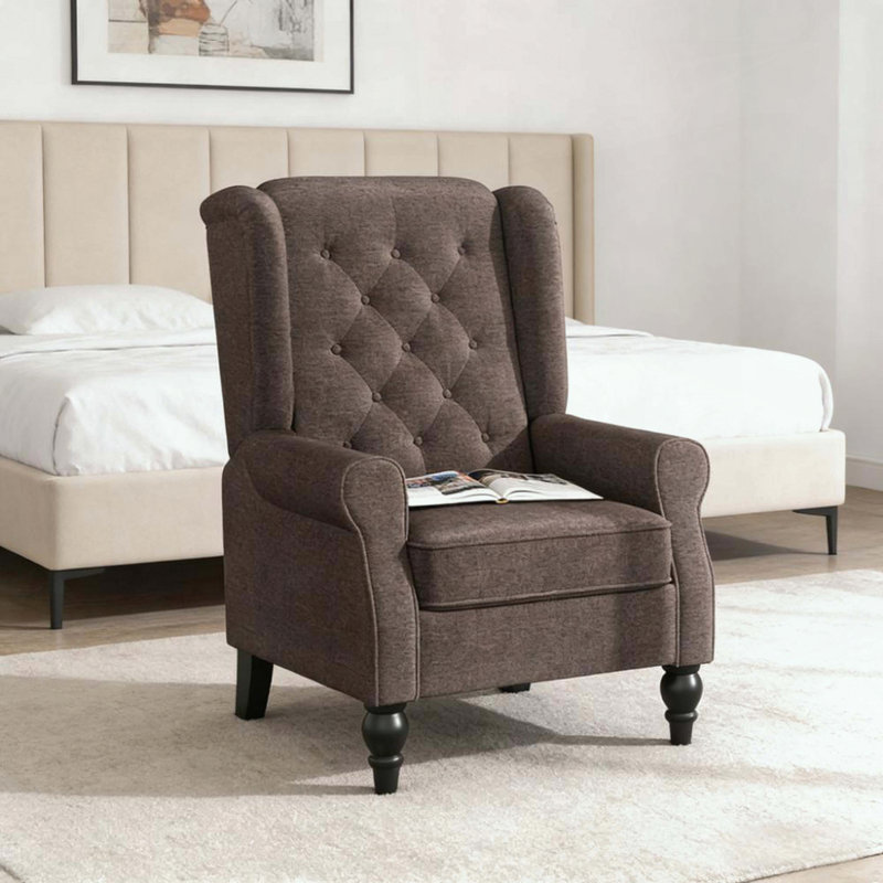 Méridienne capitonnée à boutons - Brun foncé, Marron foncé